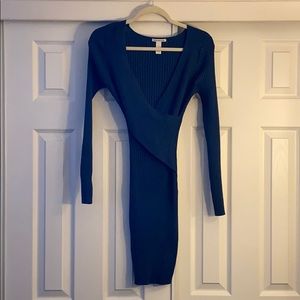 Wrap front Bodycon Sweater Dress